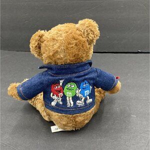 Galerie M & M’s Plush Stuffed Teddy Bear‎ Denim Jean Jacket Embroidered Logo 8”